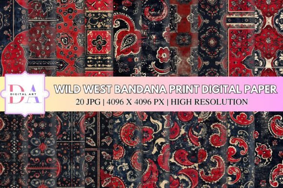 Download Wild West Bandana Print Digital Paper - Bandana Collection
